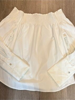 Tommy Hilfiger Cream Off-Shoulder Long Sleeve Blouse